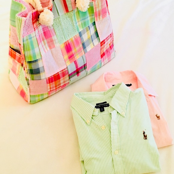 Ralph Lauren Tops - Ralph Lauren Green Striped Pony Logo Oxford Shirt
